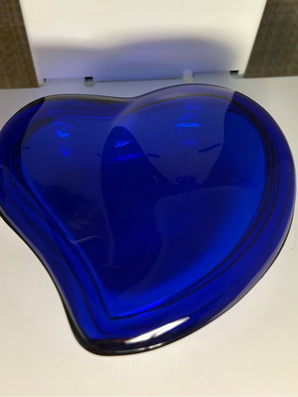 Elsa Peretti for Tiffany & Co. 4” Cobalt Blue Glass Heart Trinket Box Signed